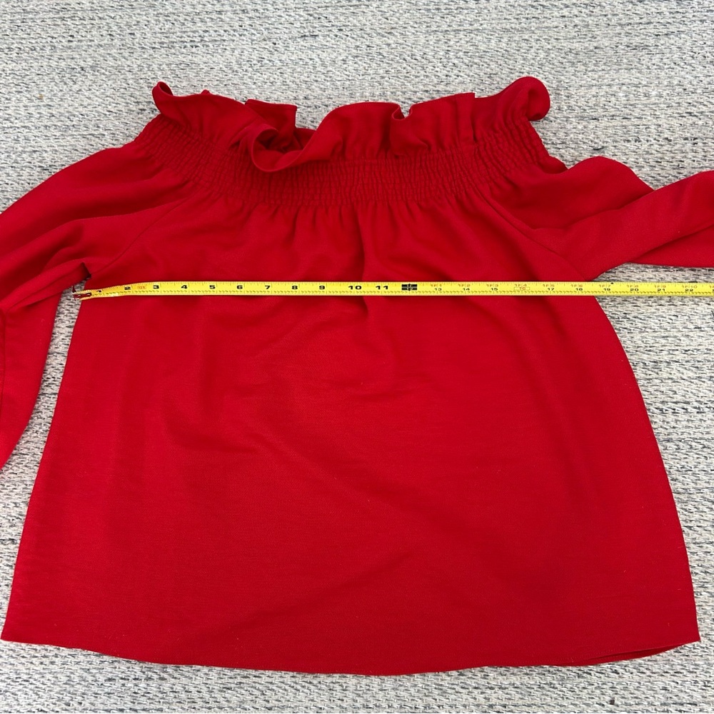 Tuckernuck Red Marguerite Off The Shoulder Ruffle Blouse Size Small - Picture 7 of 8